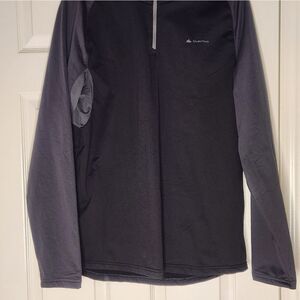 NWT Quechua XL Black Gray 1/4 Front Zip Longsleeves Men's Pullover T-shirt